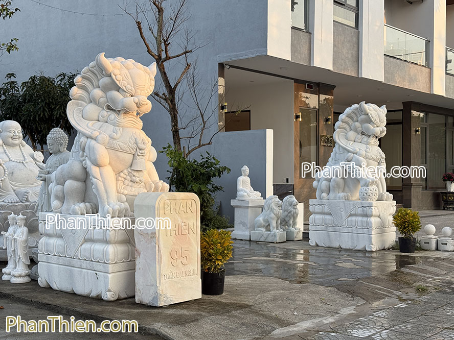 Tượng Kỳ Lân bằng đá Cẩm thạch trắng 2,55m VIP - KL-83
