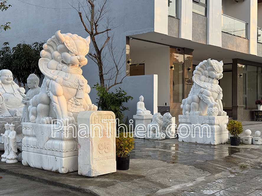 Tượng Kỳ Lân bằng đá Cẩm thạch trắng 2,55m VIP - KL-83