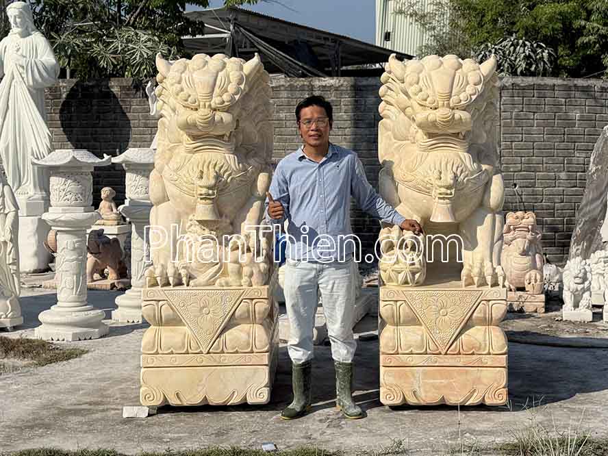 Tượng Kỳ Lân bằng đá Cà rốt tự nhiên 190cm - KL-84