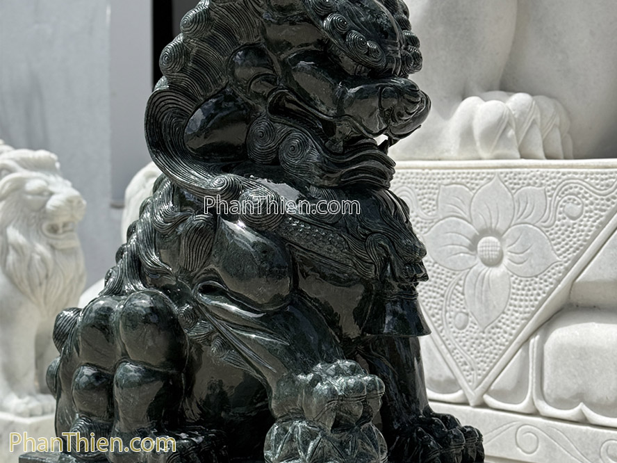 Kỳ lân đá xanh Ấn Độ nguyên khối 110cm - KL - 86