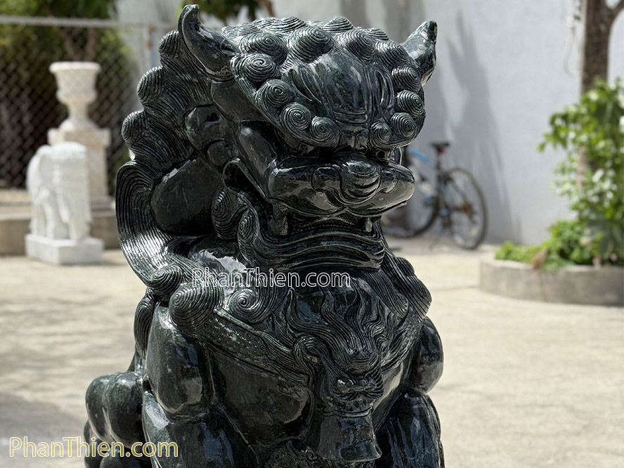 Kỳ lân đá xanh Ấn Độ nguyên khối 110cm - KL - 86