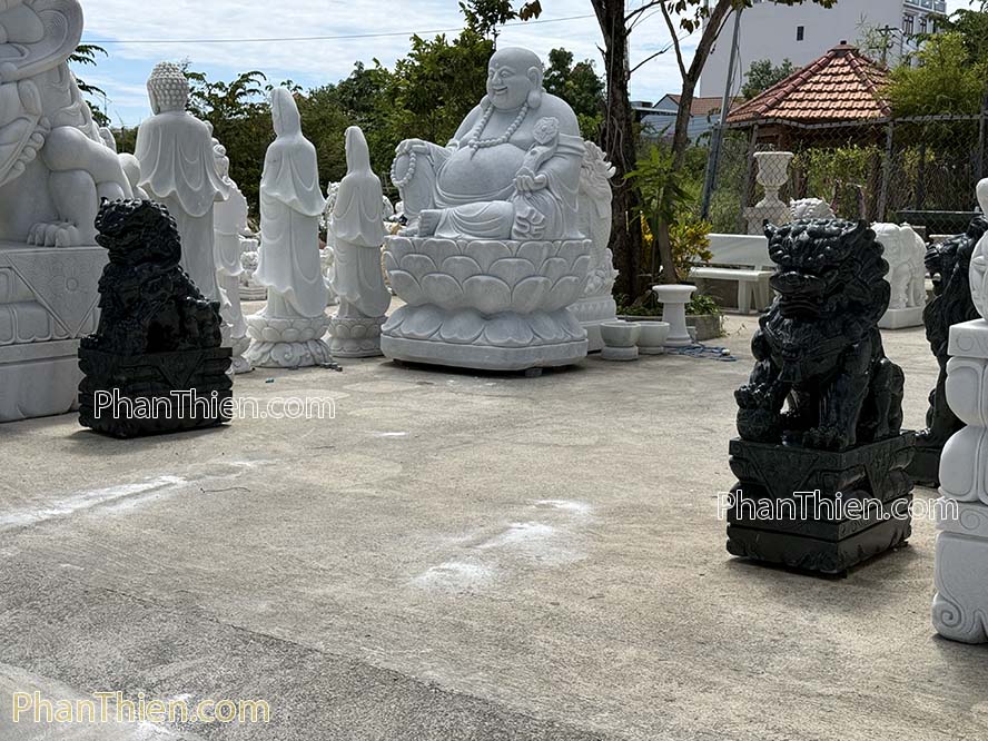 Kỳ lân đá xanh Ấn Độ nguyên khối 110cm - KL - 86