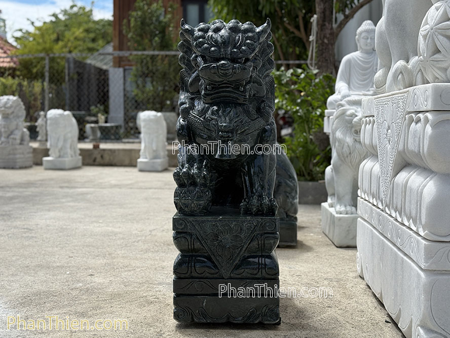 Kỳ lân đá xanh Ấn Độ nguyên khối 110cm - KL - 86