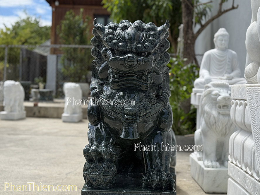 Kỳ lân đá xanh Ấn Độ nguyên khối 110cm - KL - 86