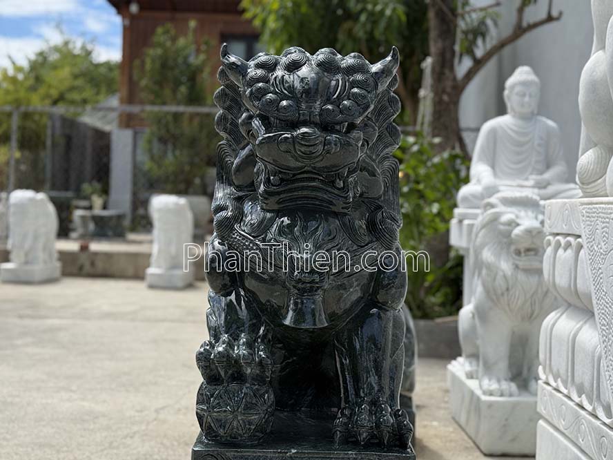 Kỳ lân đá xanh Ấn Độ nguyên khối 110cm - KL - 86