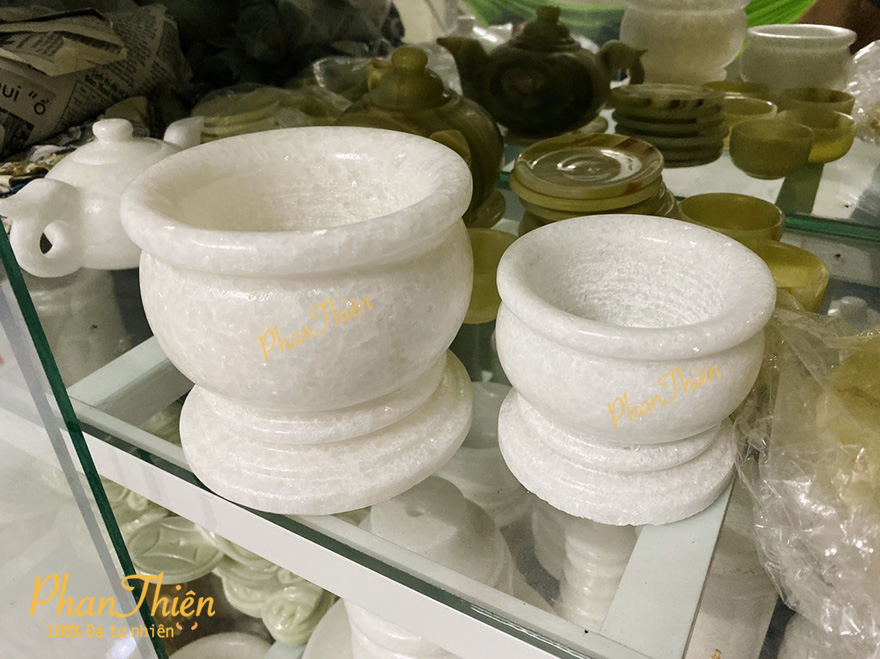 Lư Hương bằng Đá Cẩm Thạch Trắng loại nhỏ (LH-01)