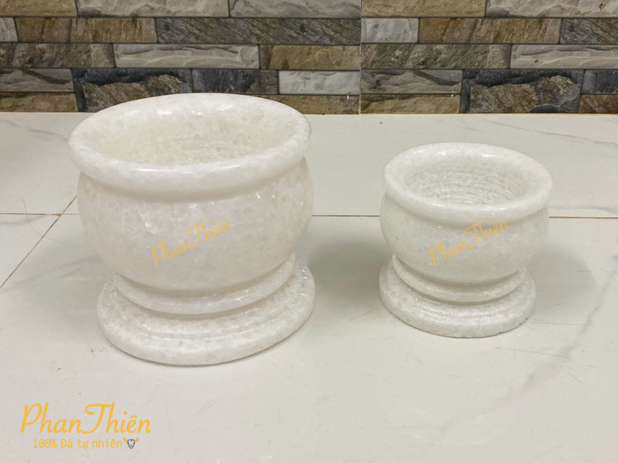 Lư Hương bằng Đá Cẩm Thạch Trắng loại nhỏ (LH-01)