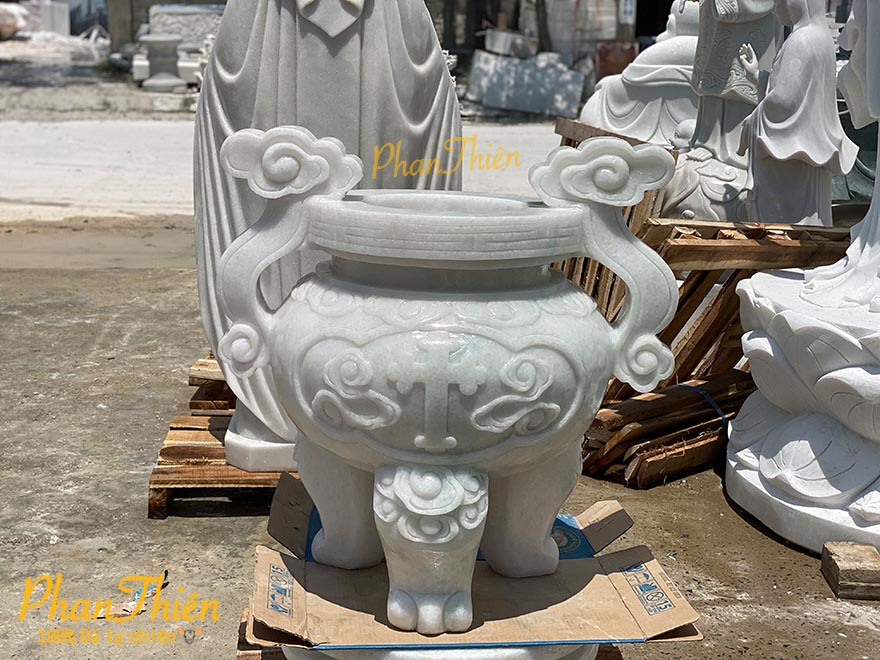 Lư Hương Công Giáo Đá Cẩm Thạch Trắng Xanh (LH-10)