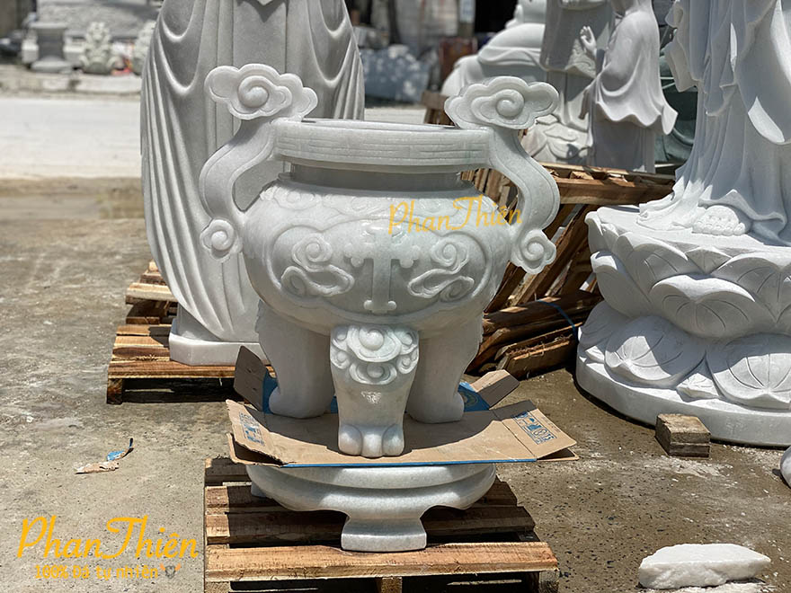 Lư Hương Công Giáo Đá Cẩm Thạch Trắng Xanh (LH-10)