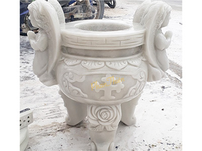Lư Hương Công Giáo Đá Cẩm Thạch Trắng (LH-05)