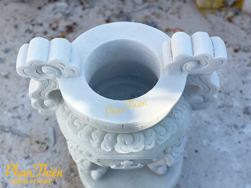 Lư Hương Công Giáo Đá Cẩm Thạch Trắng Xanh (LH-06)