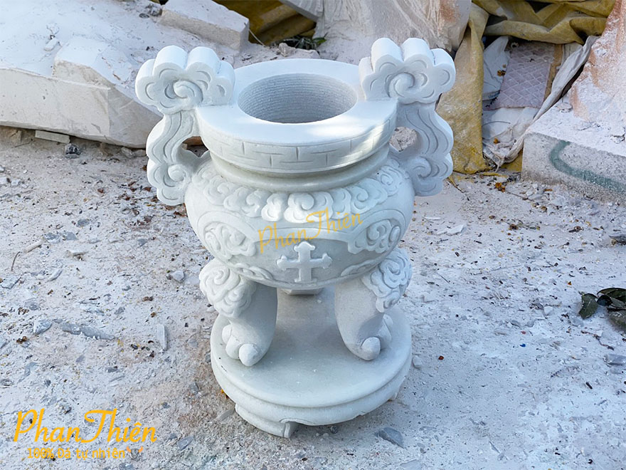 Lư Hương Công Giáo Đá Cẩm Thạch Trắng Xanh (LH-06)