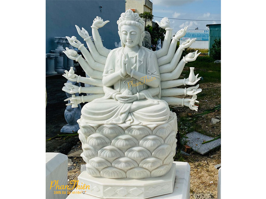Tượng Phật Thiên Thủ Thiên Nhãn Đá Cẩm Thạch Trắng (TN-01)