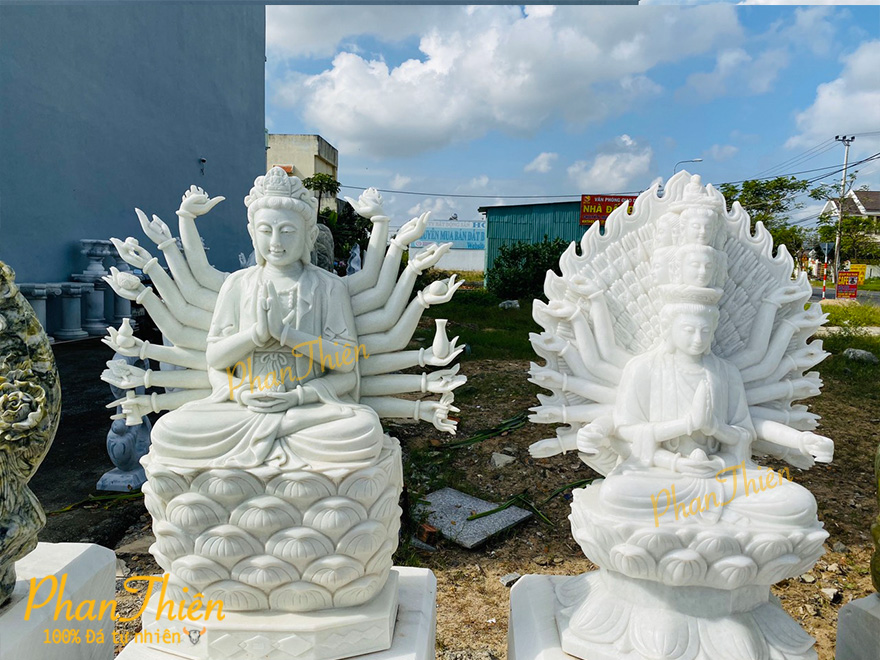 Tượng Phật Thiên Thủ Thiên Nhãn Đá Cẩm Thạch Trắng (TN-01)