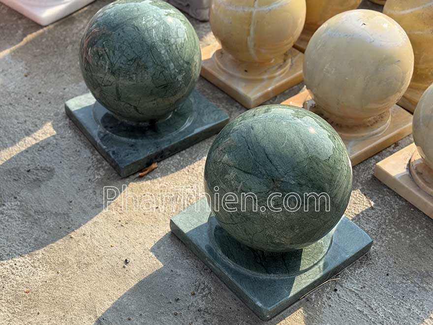 Quả cầu đá xanh ấn độ để trụ cổng (QCD-17)
