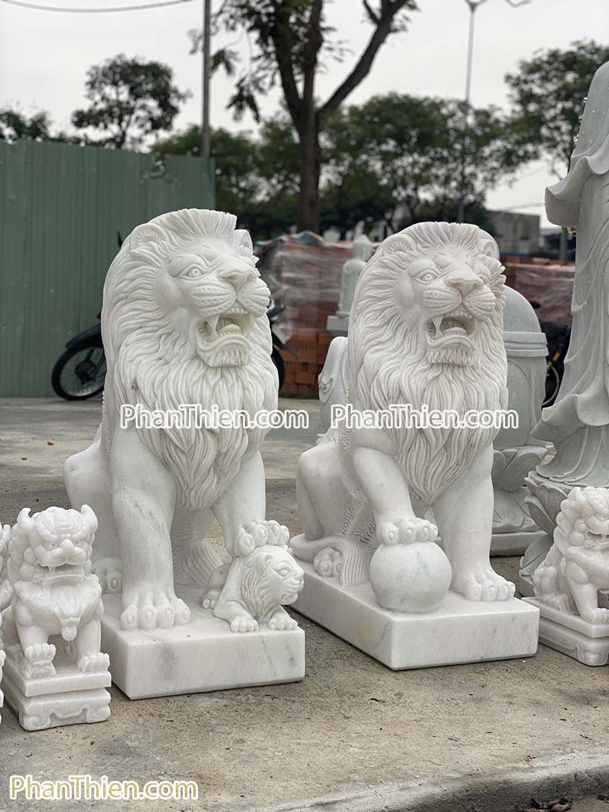 Tượng Sư tử đá Cẩm thạch trắng (ST-46)