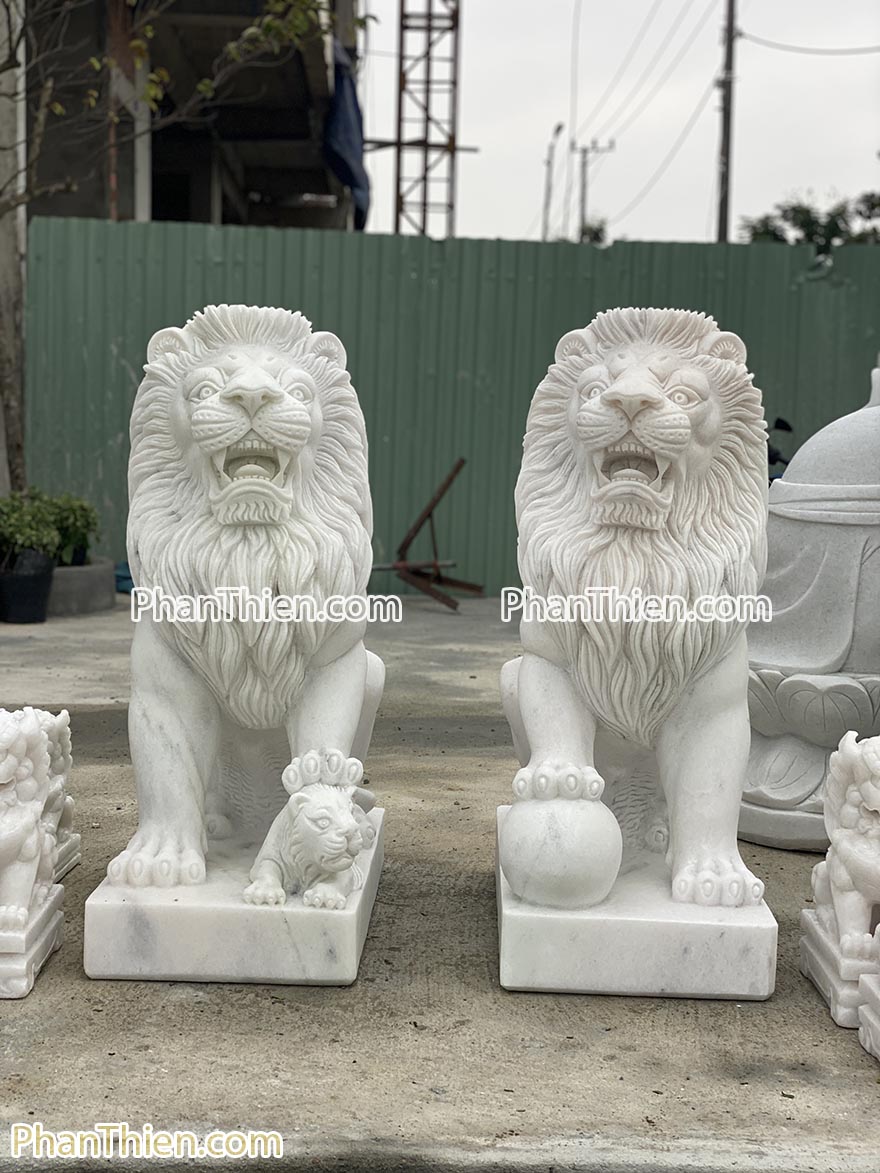 Tượng Sư tử đá Cẩm thạch trắng (ST-46)