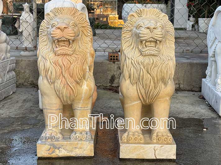 Tượng Sư tử đá cà rốt tự nhiên 81cm - ST-56