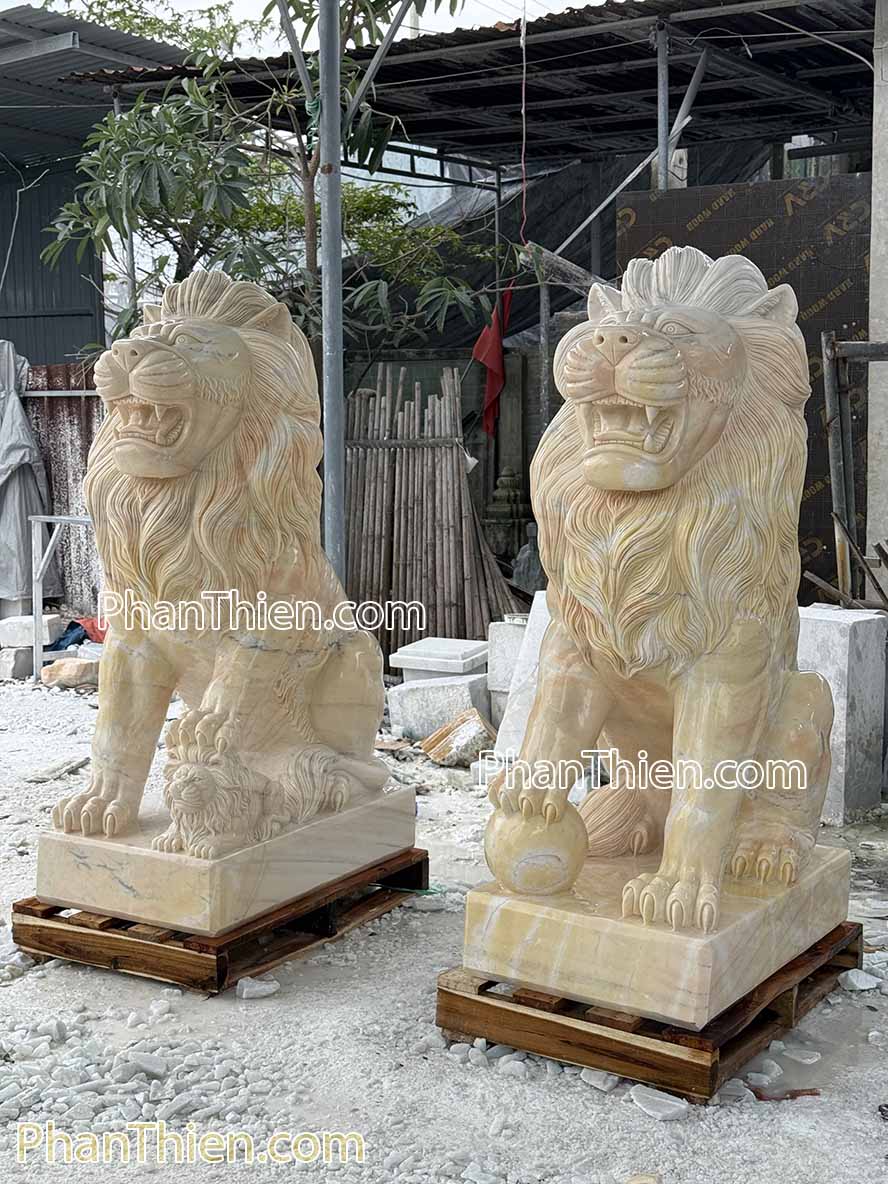 Tượng Sư tử đá cà rốt tự nhiên 150cm - ST-57