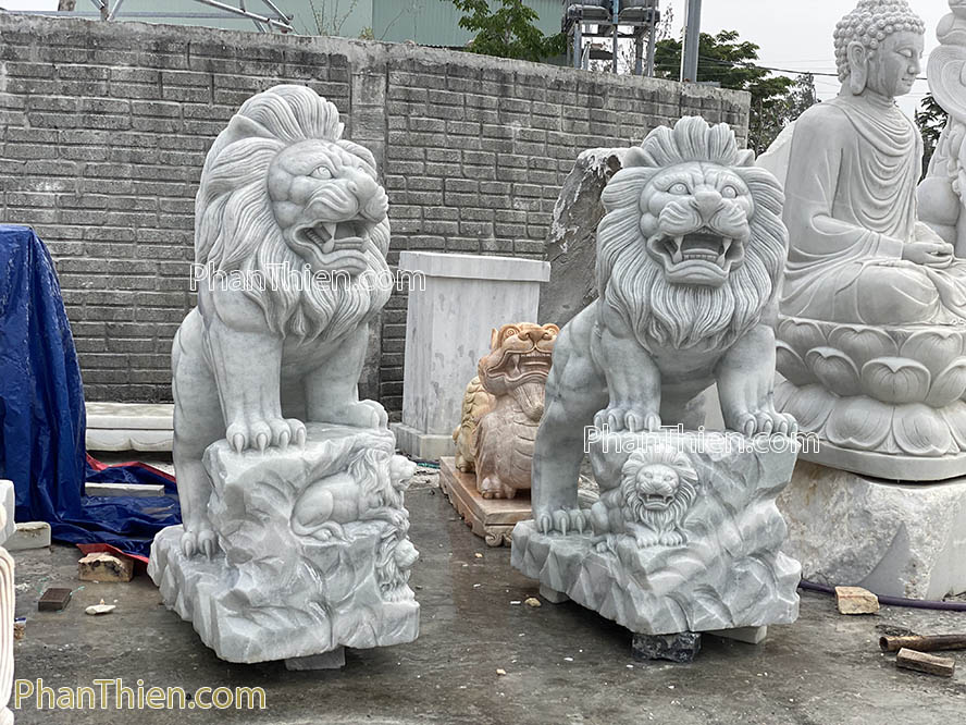 Tượng Sư tử đá đứng núi oai vệ 1,55m - ST-68