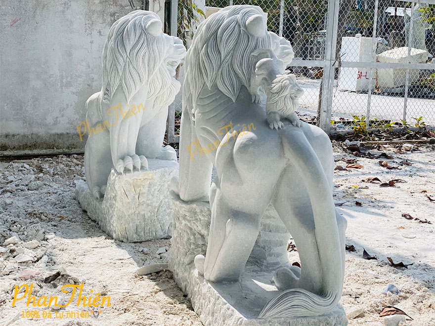 Tượng Sư Tử Đá Cẩm Thạch Trắng (ST-09)