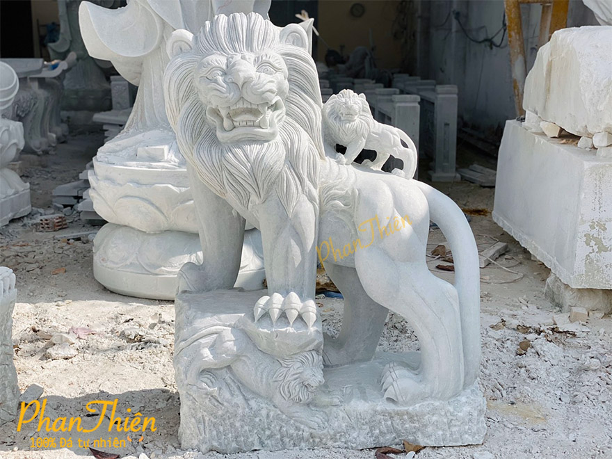 Tượng Sư Tử Đá Cẩm Thạch Trắng (ST-09)