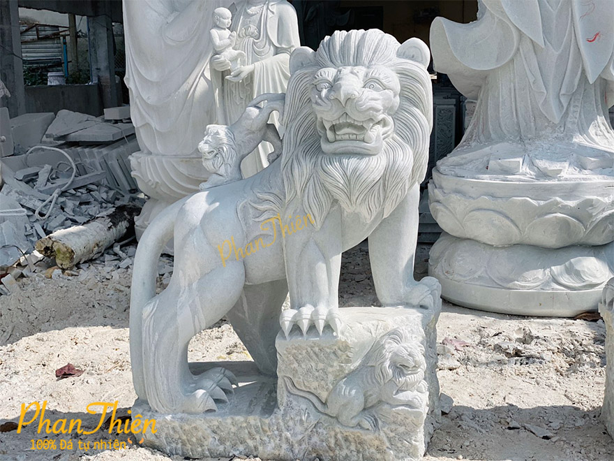 Tượng Sư Tử Đá Cẩm Thạch Trắng (ST-09)