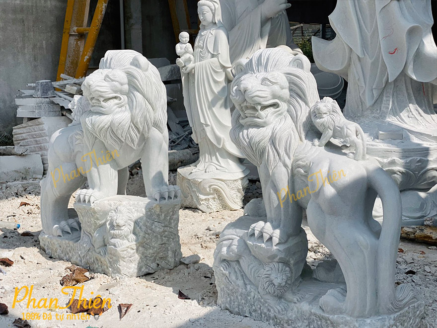 Tượng Sư Tử Đá Cẩm Thạch Trắng (ST-09)