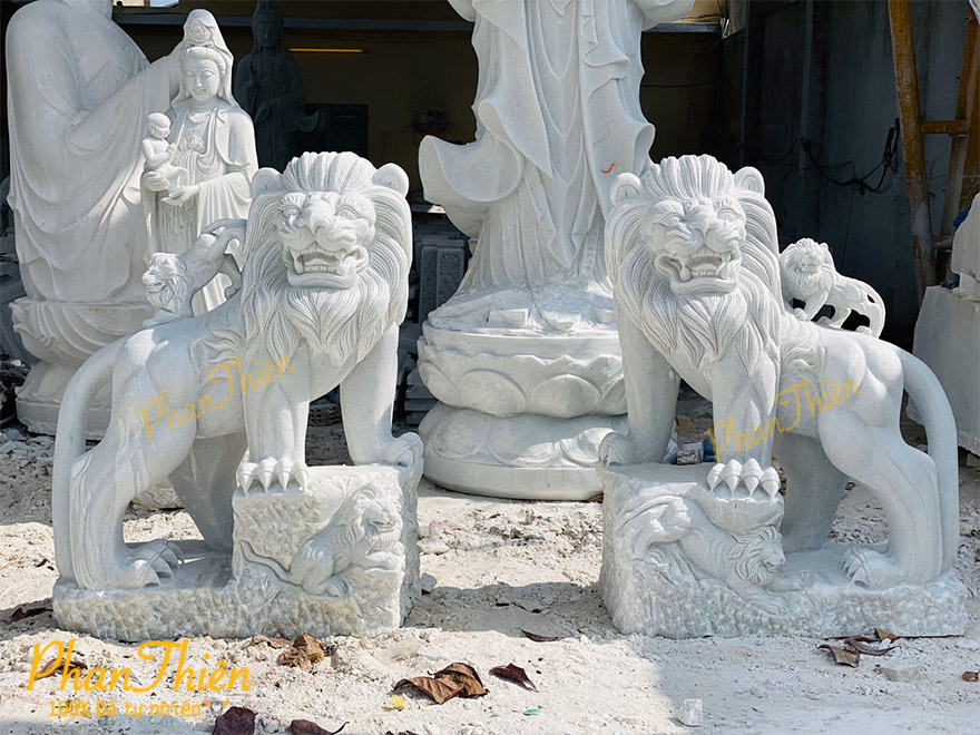 Tượng Sư Tử Đá Cẩm Thạch Trắng (ST-09)