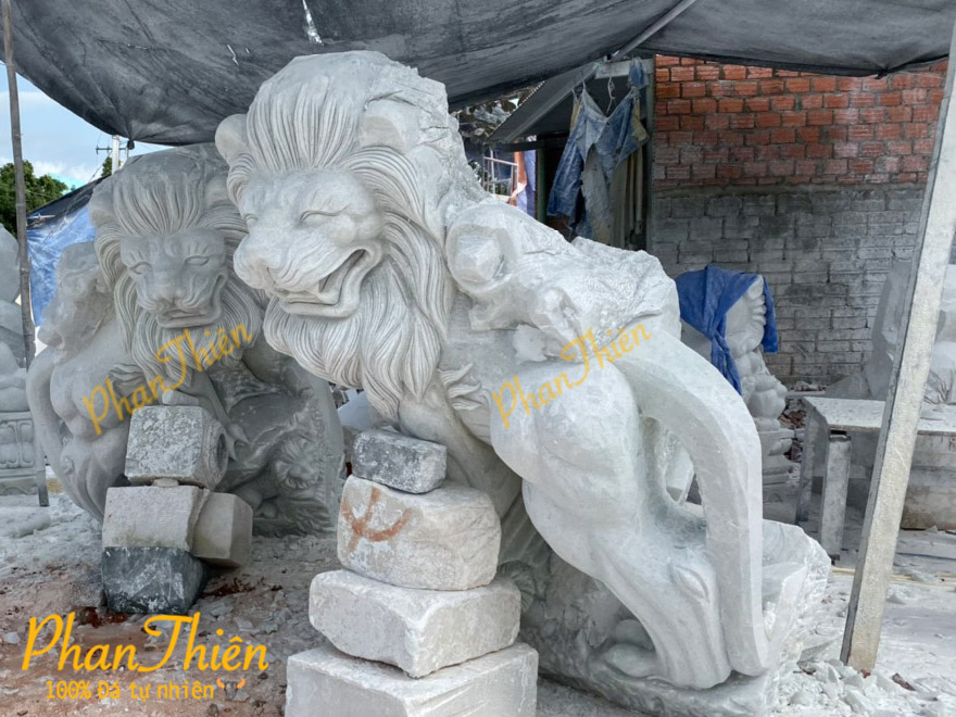 Sư Tử Đá Cẩm Thạch Xanh Nhạt (ST-07)