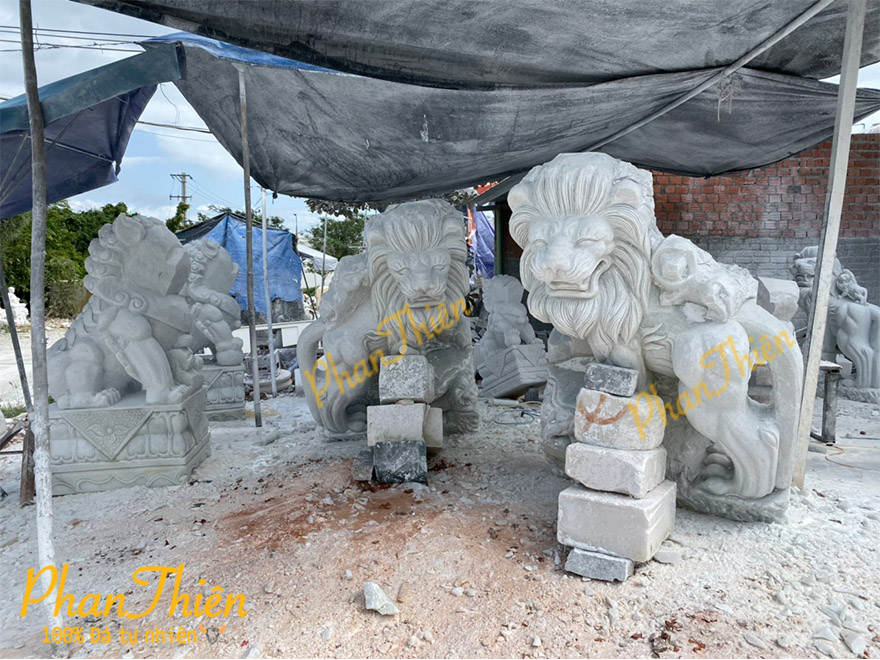 Sư Tử Đá Cẩm Thạch Xanh Nhạt (ST-07)