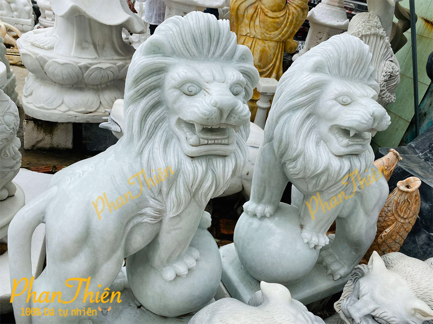 Sư Tử Đá Cẩm Thạch Xanh Nhạt (ST-07)