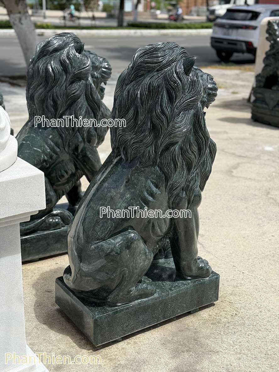 Sư tử đá xanh Ấn Độ nguyên khối 110cm - ST -63