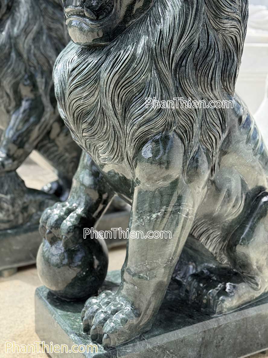 Sư tử đá xanh Ấn Độ nguyên khối 110cm - ST -63