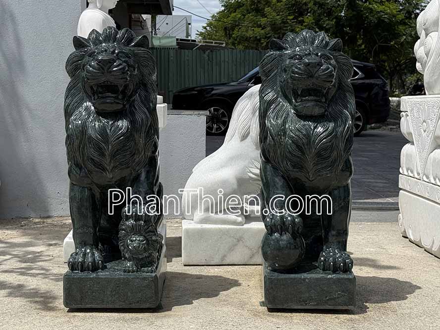 Sư tử đá xanh Ấn Độ nguyên khối 110cm - ST -63