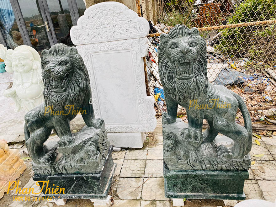 Tượng Sư Tử Đá Xanh Ấn Độ (ST-05)