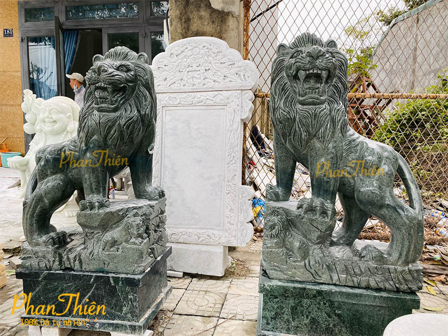 Tượng Sư Tử Đá Xanh Ấn Độ (ST-05)