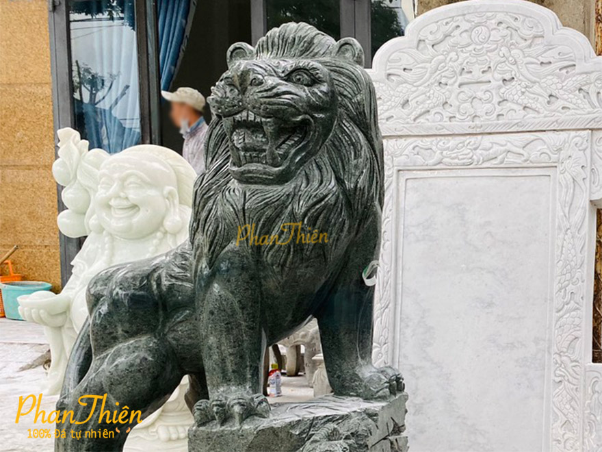 Tượng Sư Tử Đá Xanh Ấn Độ (ST-05)