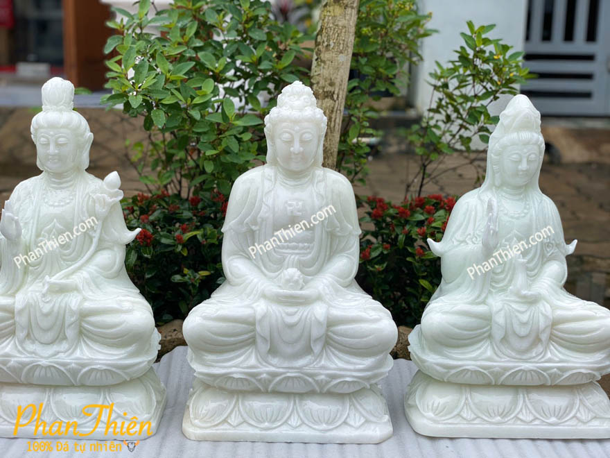 Tượng Phật Tây Phương Tam Thánh bằng đá 40cm (TPT-06)