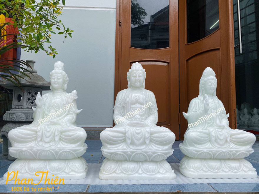 Tượng Phật Tây Phương Tam Thánh bằng đá 40cm (TPT-06)