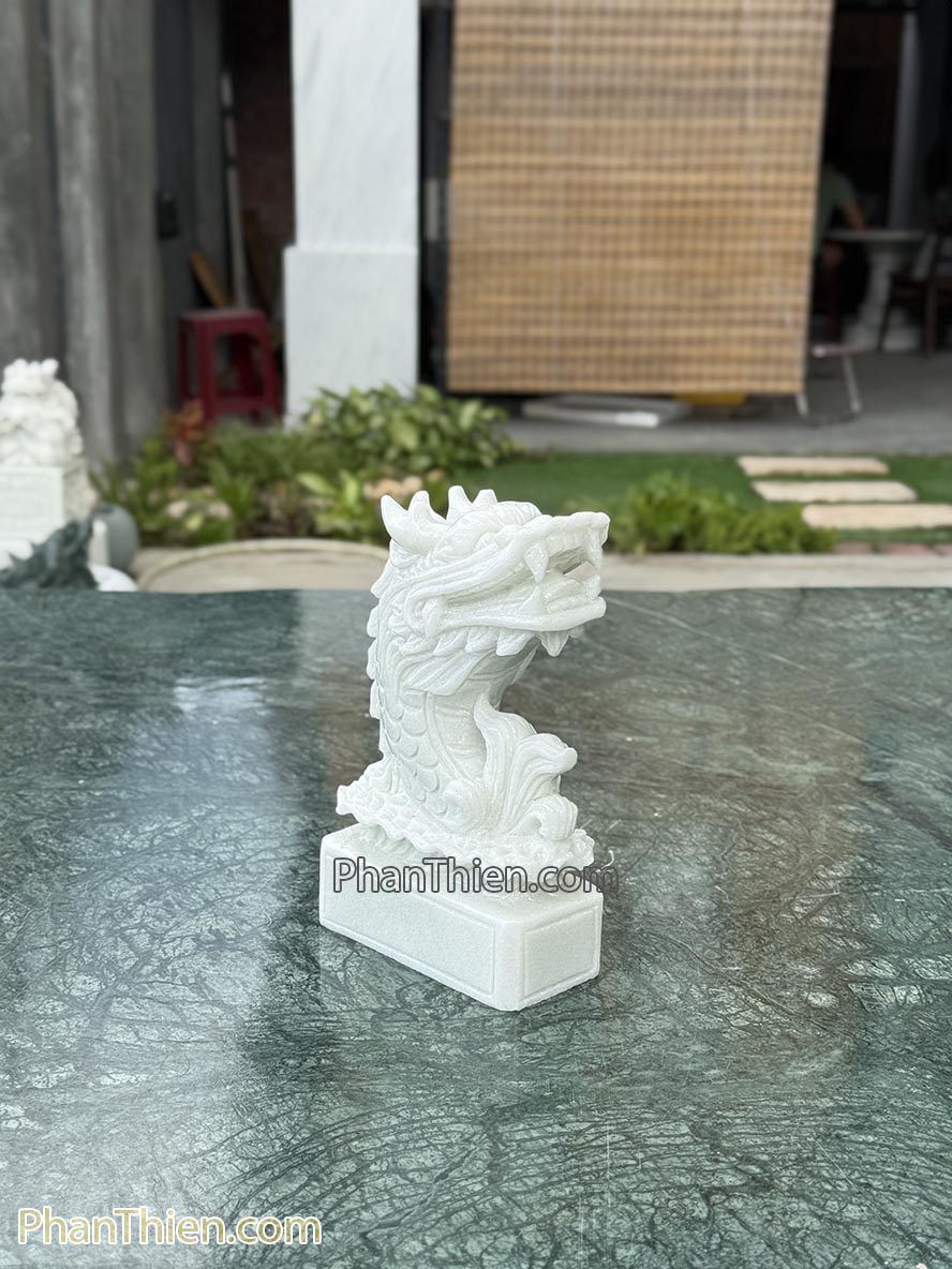 Tượng Cá Chép Hoá Rồng bằng đá cẩm thạch 20cm (CA-20)