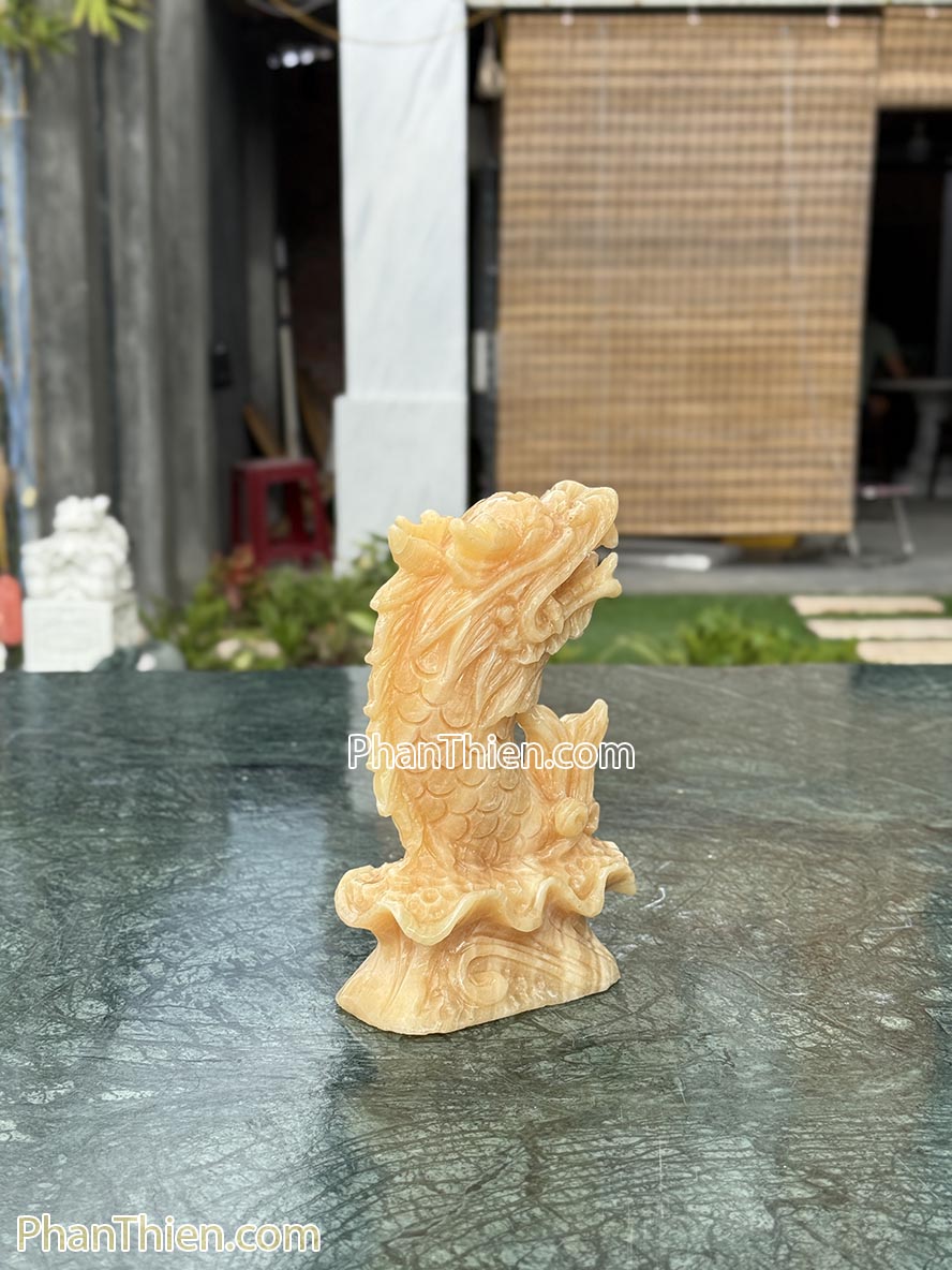 Tượng Cá Chép bằng đá ngọc Hoàng Long 20cm - CA-21