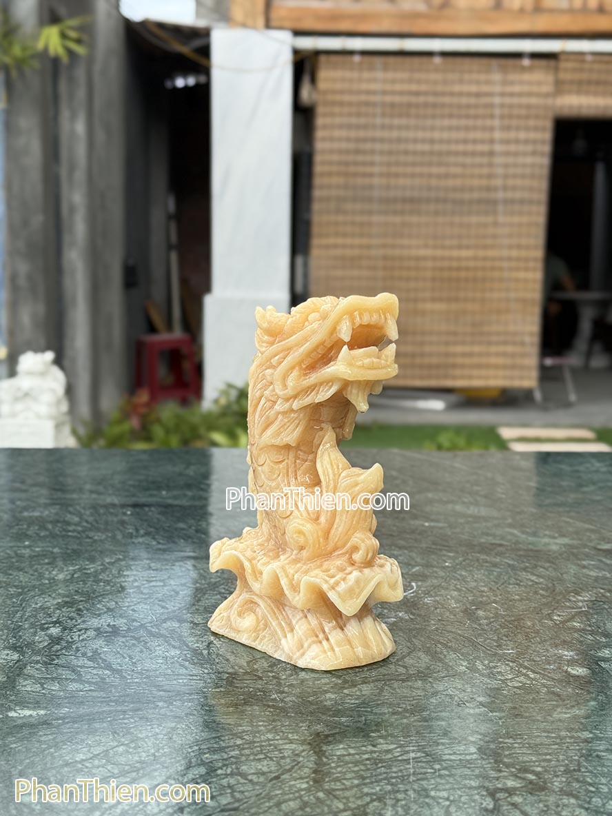 Tượng Cá Chép bằng đá ngọc Hoàng Long 20cm - CA-21