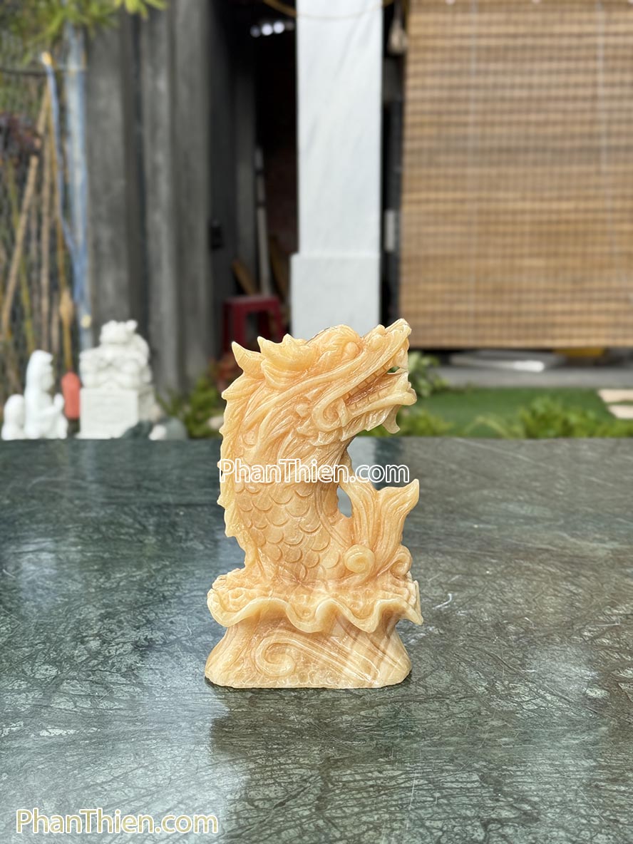 Tượng Cá Chép bằng đá ngọc Hoàng Long 20cm - CA-21