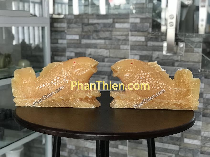 Tượng Cá Chép Phong thuỷ bằng đá ngọc Hoàng Long