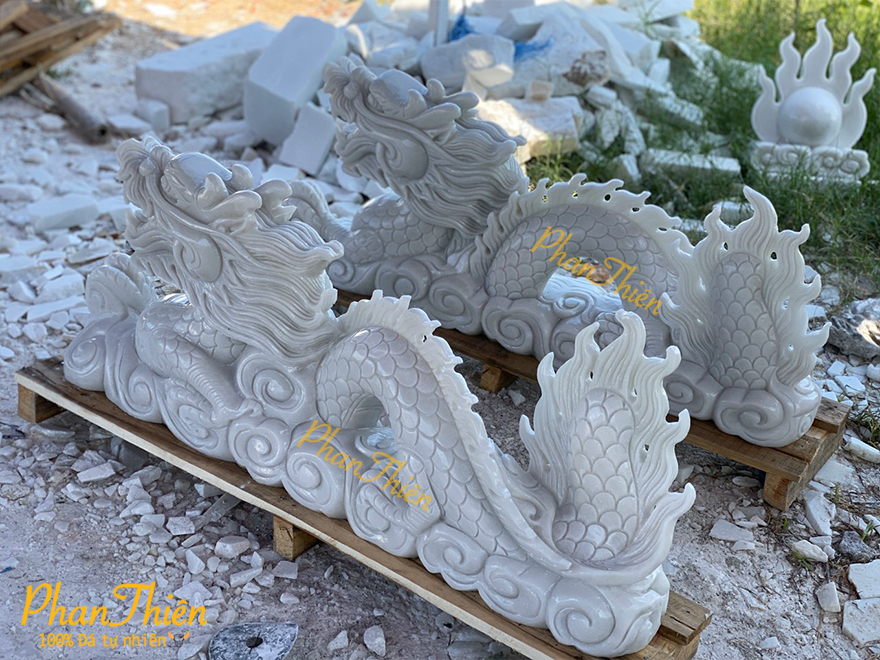 Cặp Rồng Đá bằng đá trắng Non Nước Đà Nẵng (Rong-01)