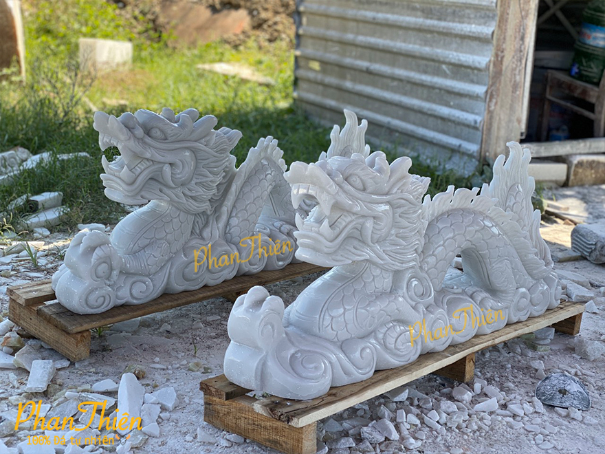 Cặp Rồng Đá bằng đá trắng Non Nước Đà Nẵng (Rong-01)