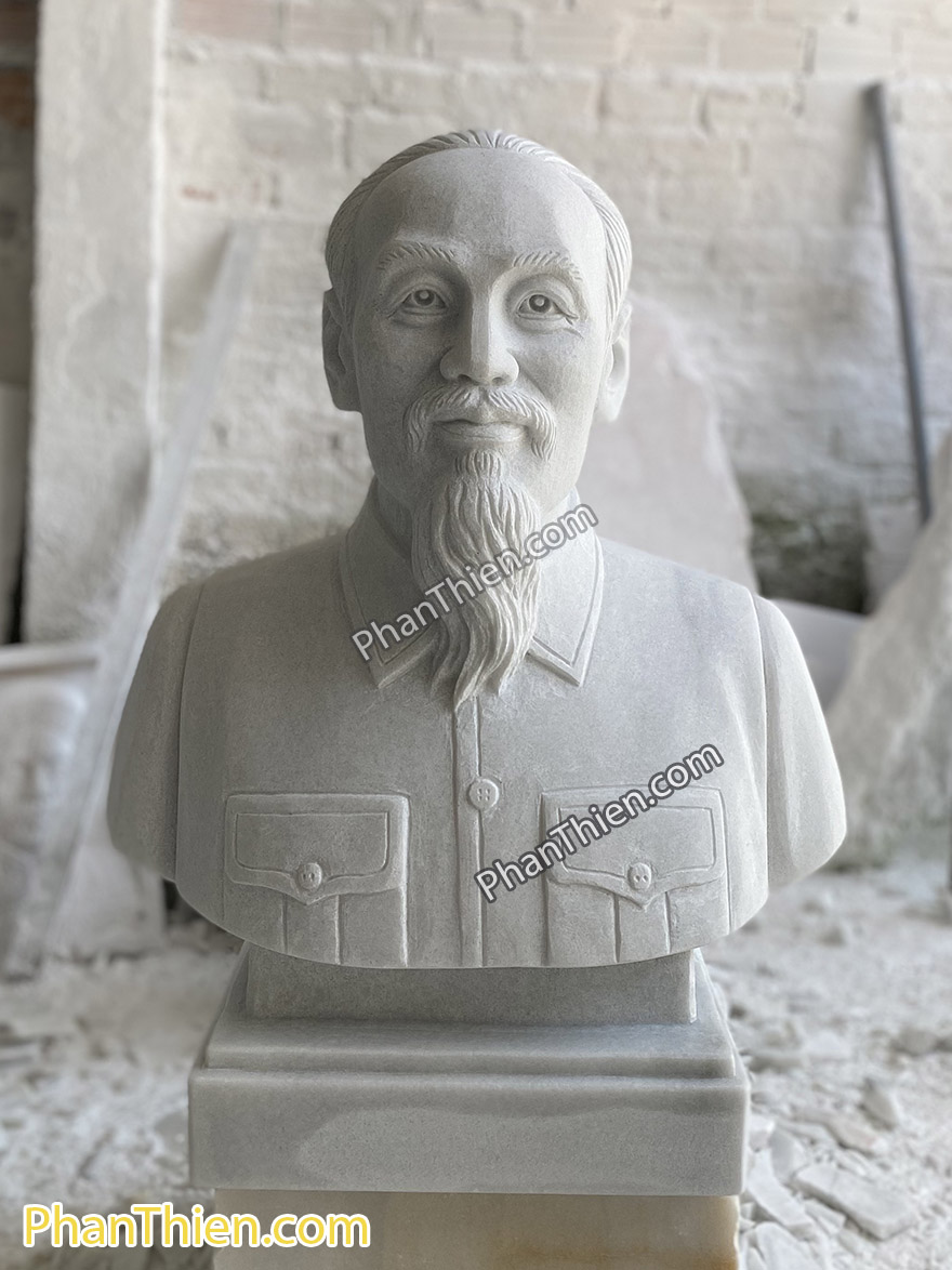 Tượng Chân dung Bác Hồ bằng đá tự nhiên (BHO-03)