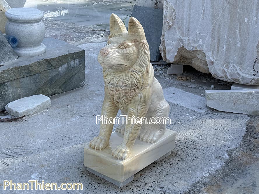 Tượng Chó Phong thuỷ bằng đá cà rốt 81cm - CHO-9
