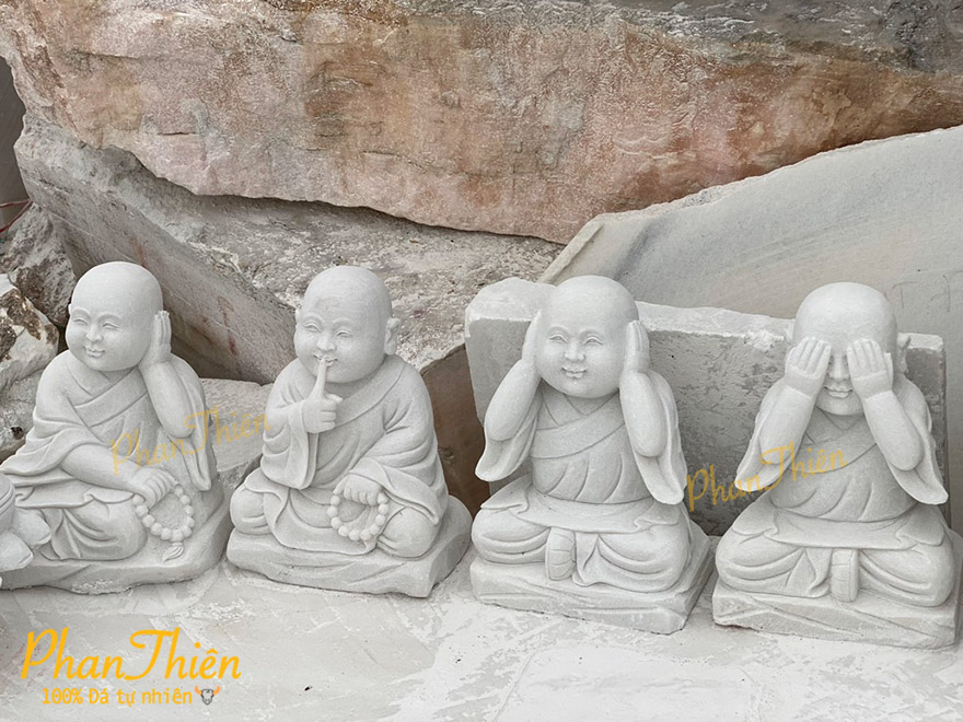 Tượng Chú Tiểu Tứ Không Đá Cẩm Thạch Trắng (CT-05)